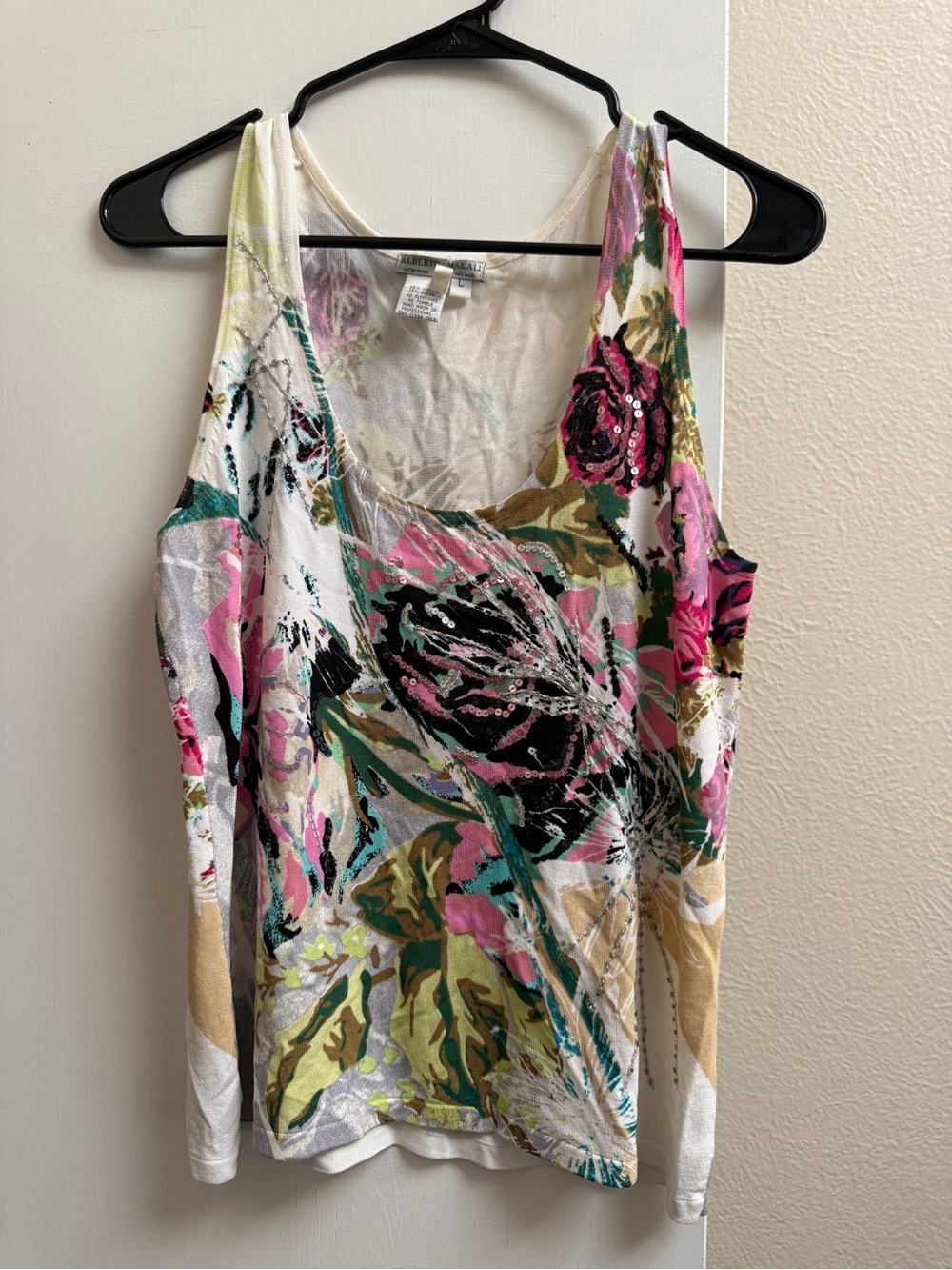 Beaded Floral Knit Tank